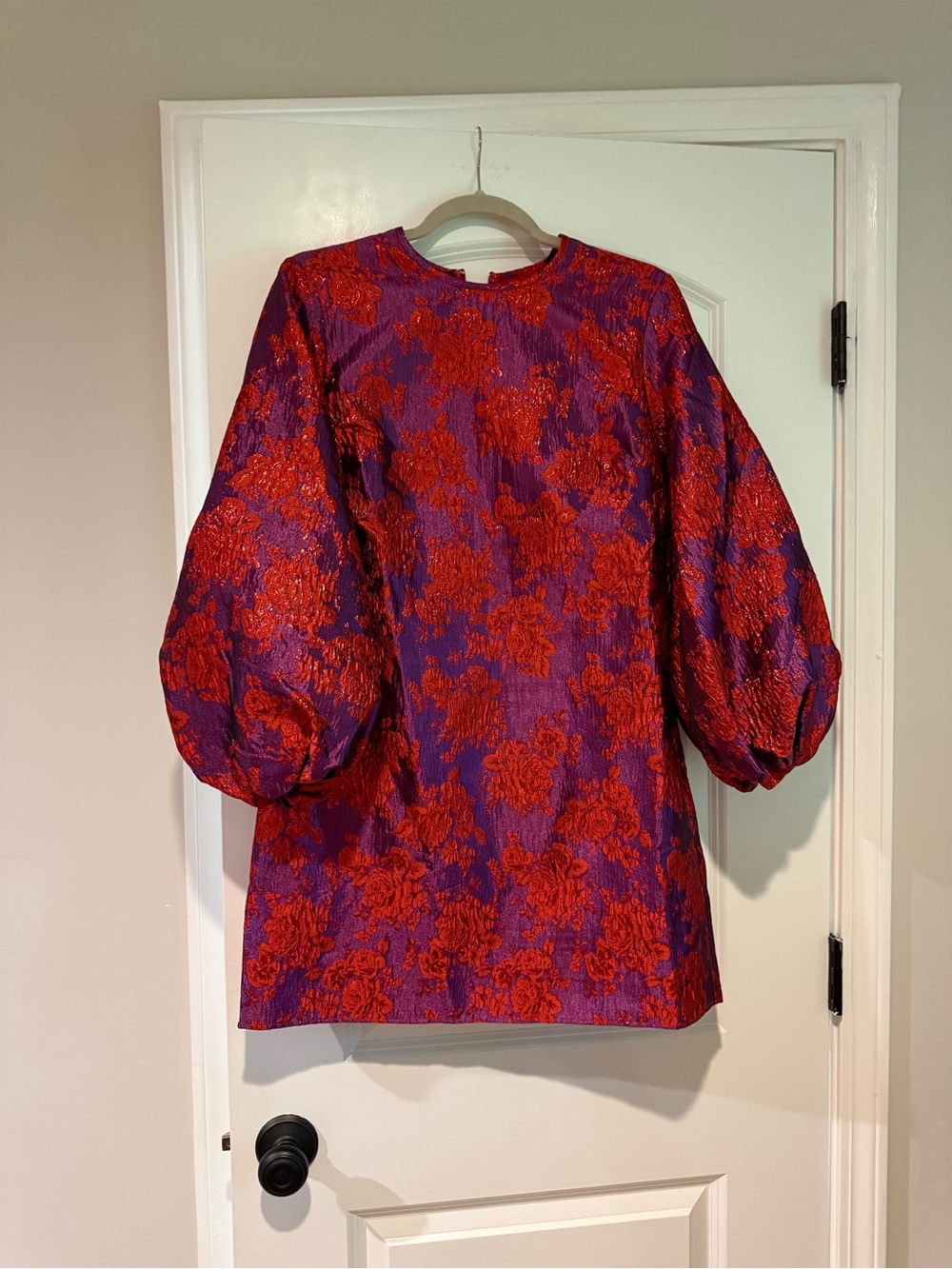 TUCKERNUCK | Red and Purple Floral Puff-Sleeve Dress